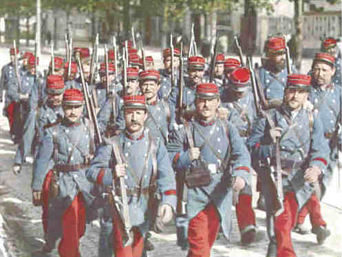francuzska pechota v roku 1914 na začiatku prvej svetovej vojny