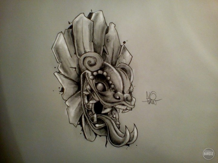 druha najvecsia pycha. aztec demon tattoo sketch