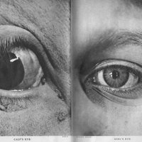 dvojstrana z foto/dizajnovej knihy Stefana Loranta. Calf’s eye. Photograph: Ylla (Camilla Koffler) / Girl’s eye. Photograph: Dorien Leigh