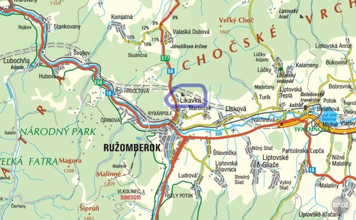 Mapa Ružomberka