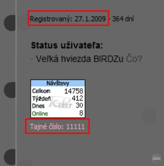 Tajné číslo 11 111,a dnes rok na Birdzi :) Aj keď číslo 365 ešte nenabehlo,ale dátum sedí :D